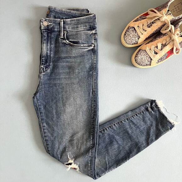 Mother High Waisted Looker Ankle Fray Just Like The Ones We Used To Know Jeans - Picture 6 of 12